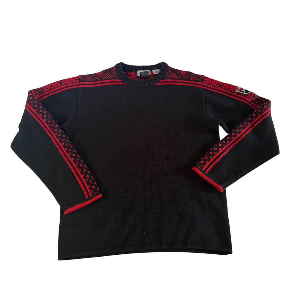 Obermeyer Black Red Wool Knit Pullover Sweater Men's M Ski Y2K 2000s